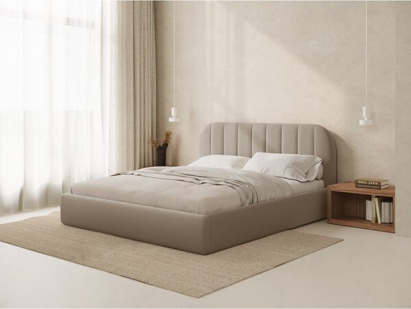 Svjetlo smeđi tapecirani bračni krevet s prostorom za odlaganje s podnicom 160x200 cm Juno – Windsor & Co Sofas