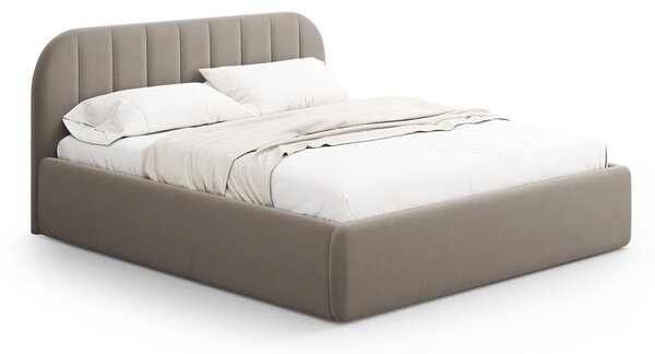 Svjetlo smeđi tapecirani bračni krevet s prostorom za odlaganje s podnicom 160x200 cm Juno – Windsor & Co Sofas
