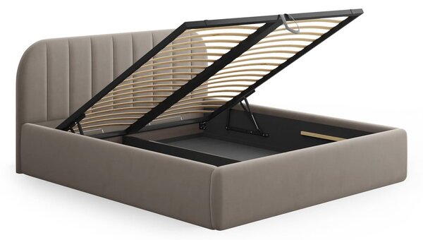 Svjetlo smeđi tapecirani bračni krevet s prostorom za odlaganje s podnicom 160x200 cm Juno – Windsor & Co Sofas