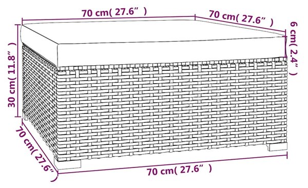 4-dijelna vrtna garnitura od poliratana s jastucima smeđa - Smeđe-zelena 2x kutna + srednja + tabure 1 Smeđe-zelena