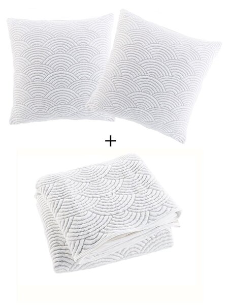 Bijeli/bež set prekrivača i jastučnice od jeseya 220x240 cm Cassandra – douceur d'intérieur