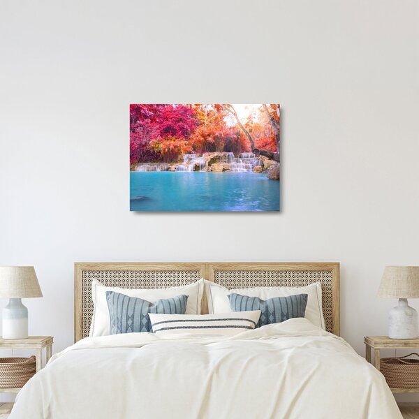 Staklena slika tirkizne lagune, Laos, Tat Kuang Si (70x50 cm)