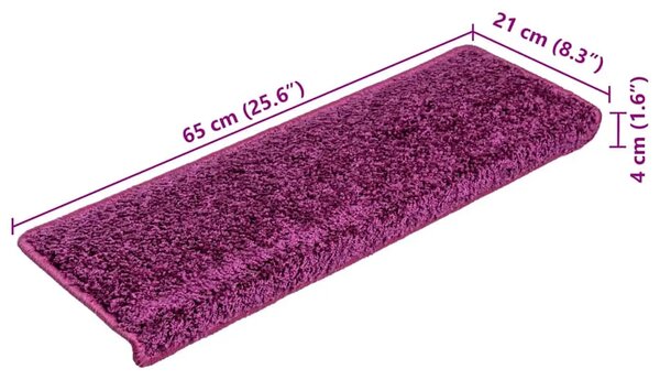 Prostirke za stepenice 10 kom 65x21x4 cm ljubičaste pravokutne rubove - Ljubičasta 65 x 21 x 4 cm 10 Ljubičasta
