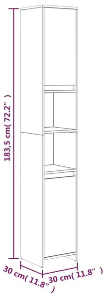 Kupaonski ormarić sivi hrast 30x30x183 5 cm konstruirano drvo - Sivi hrast sonoma Bez ručke 1 1