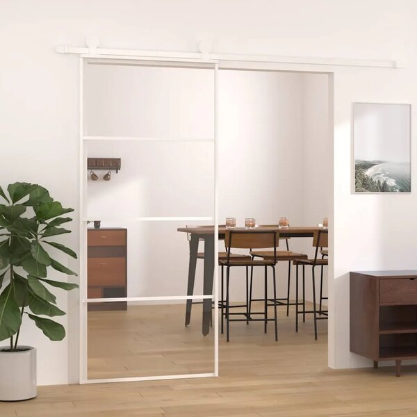 Staklena klizna vrata ESG i aluminija 90 x 205 cm bijela - Bijela 90 x 205 cm 1 Transparentan