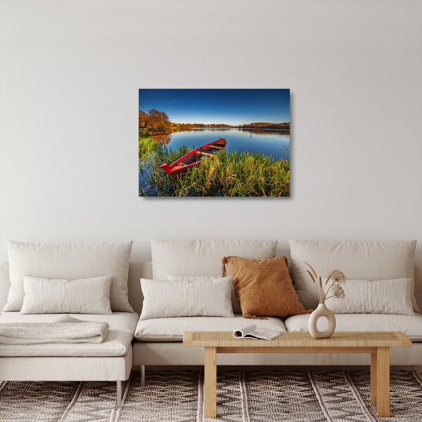 Staklena slika crvene brodice (70x50 cm)