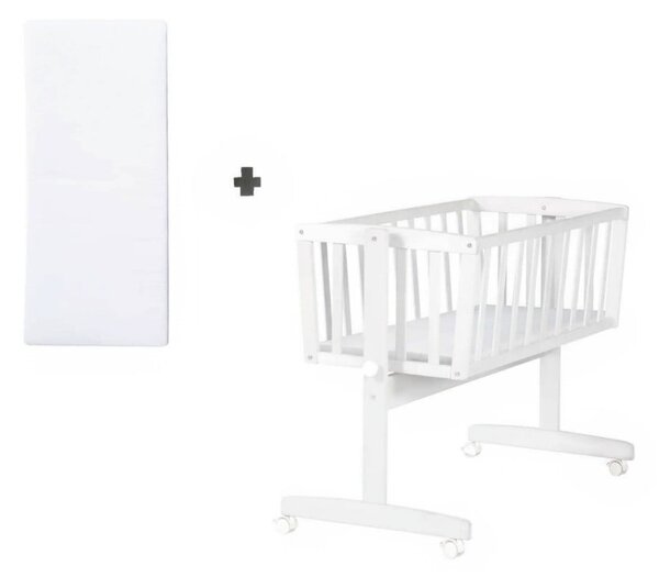 Bijela kolijevka na kotačićima 40x90 cm – Roba