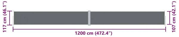 Uvlačiva bočna tenda antracit 117 x 1200 cm - Antracit 117 x 1200 cm 1 Antracit