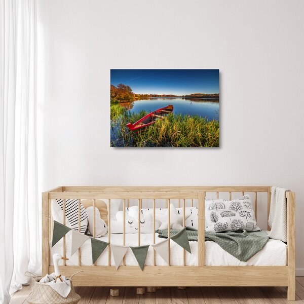Staklena slika crvene brodice (70x50 cm)