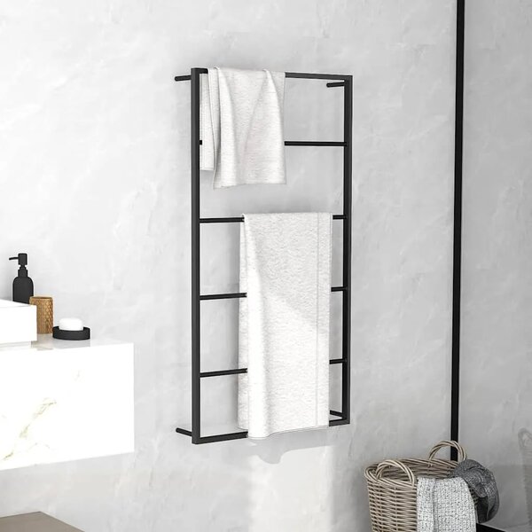 Stalak za ručnike crni 60 x 10 x 116 cm čelični - Crna 60 x 10 x 116 cm Crna 60 x 10 x 116 cm