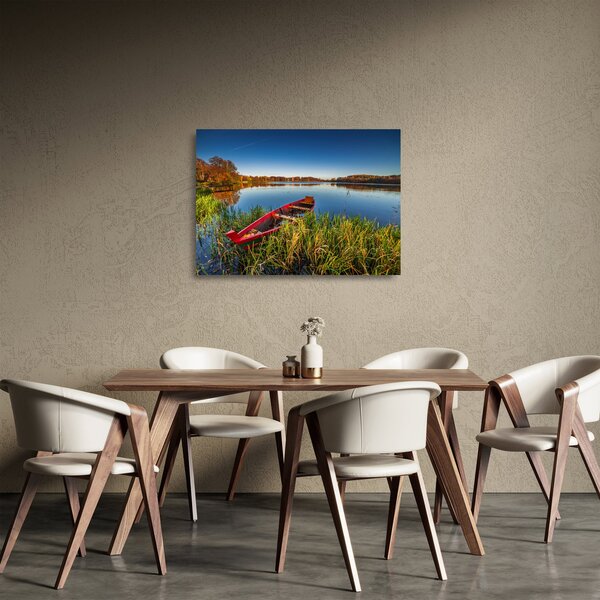 Staklena slika crvene brodice (70x50 cm)