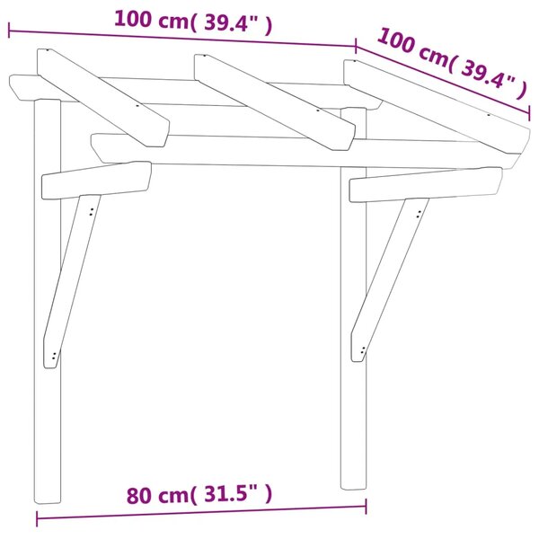 Nadstrešnica za vrata 100x100x80 cm od impregnirane borovine - 100 x 100 x 80 cm 1 100 x 100 x 80 cm