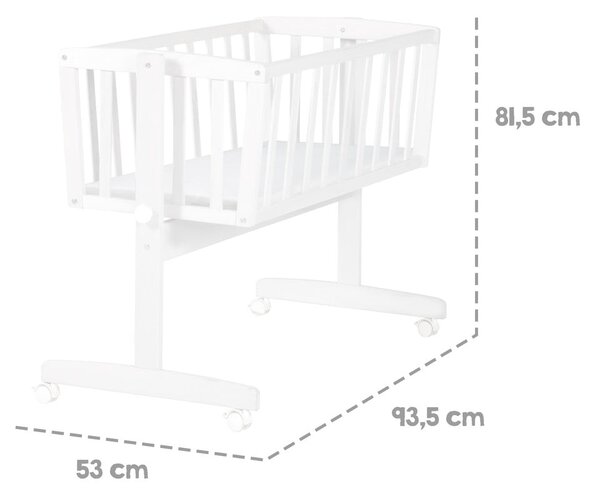 Bijela kolijevka na kotačićima 40x90 cm – Roba