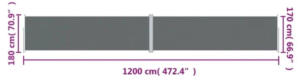 Uvlačiva bočna tenda antracit 180 x 1200 cm - Antracit 180 x 1200 cm 1 Antracit