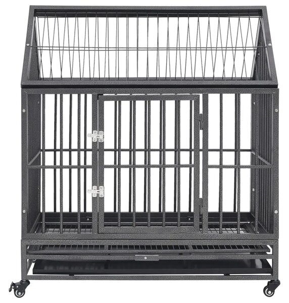 Kavez za pse s kotačima i krovom čelični 92 x 62 x 106 cm - 92 x 62 x 106 cm 92 x 62 x 106 cm