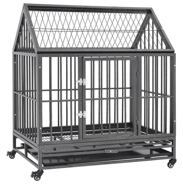 Kavez za pse s kotačima i krovom čelični 92 x 62 x 106 cm - 92 x 62 x 106 cm 92 x 62 x 106 cm