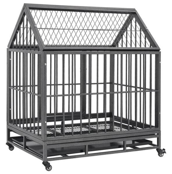 Kavez za pse s kotačima i krovom čelični 92 x 62 x 106 cm - 92 x 62 x 106 cm 92 x 62 x 106 cm