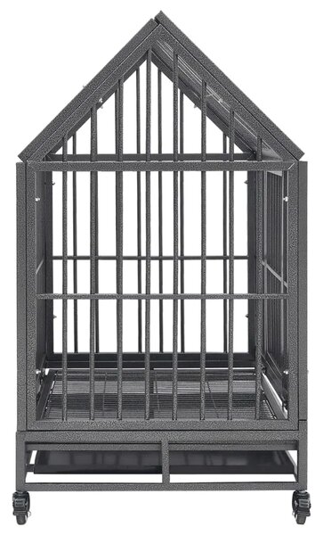 Kavez za pse s kotačima i krovom čelični 92 x 62 x 106 cm - 92 x 62 x 106 cm 92 x 62 x 106 cm