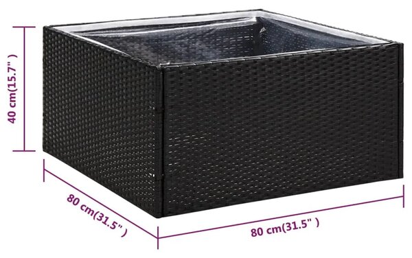 Vrtna sadilica crna 80 x 80 x 40 cm od poliratana - Crna 80 x 80 x 40 cm 1 Crna