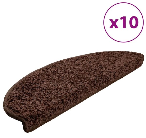 Prostirke za stepenice 10 kom 65x21x4 cm Smeđe poluokrugle velike - Smeđa 65 x 21 x 4 cm 10 Smeđa