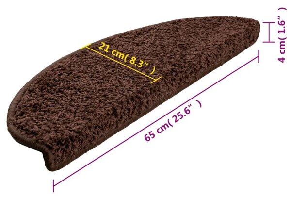 Prostirke za stepenice 10 kom 65x21x4 cm Smeđe poluokrugle velike - Smeđa 65 x 21 x 4 cm 10 Smeđa