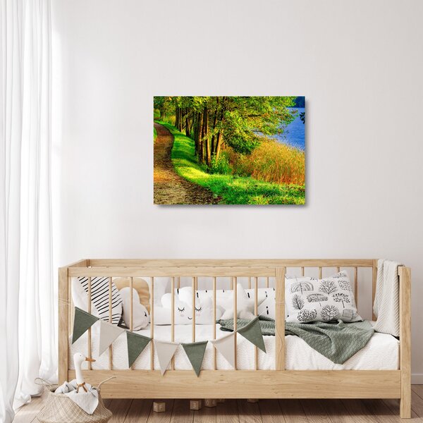 Staklena slika staze uz vodu (70x50 cm)