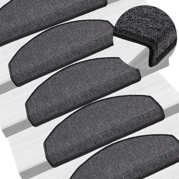 Prostirke za stepenice 10 kom 65x24x4 cm antracit poluokrugle velike - Antracit 65 x 24 x 4 cm 10 Antracit