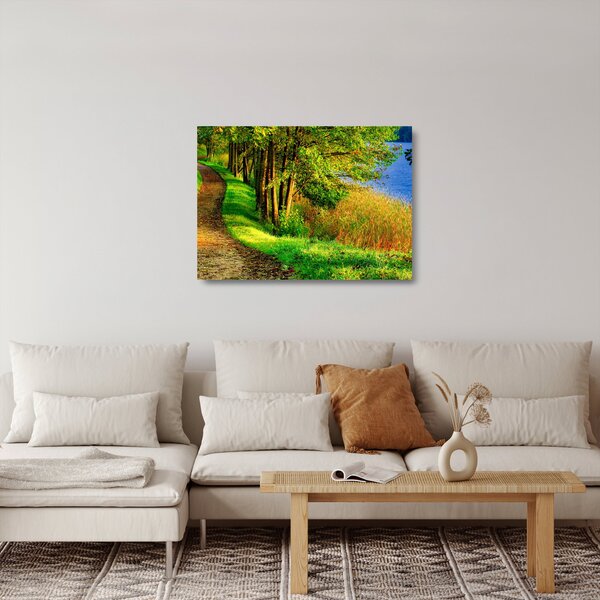 Staklena slika staze uz vodu (70x50 cm)