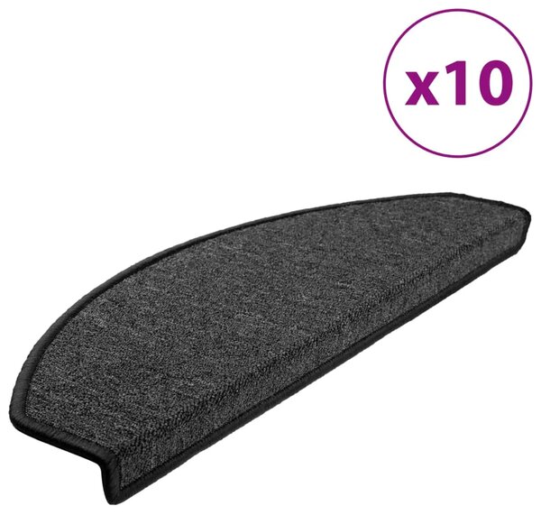Prostirke za stepenice 10 kom 65x24x4 cm antracit poluokrugle velike - Antracit 65 x 24 x 4 cm 10 Antracit