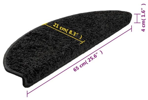 Prostirke za stepenice 10 kom 65x21x4 cm Crne poluokrugle velike - Crna 65 x 21 x 4 cm 10 Crna
