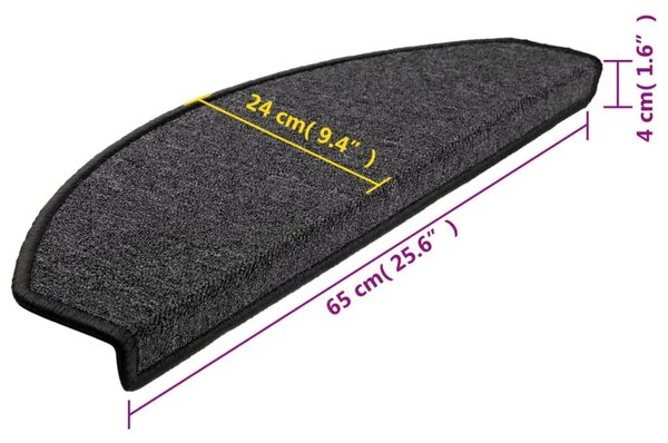 Prostirke za stepenice 10 kom 65x24x4 cm antracit poluokrugle velike - Antracit 65 x 24 x 4 cm 10 Antracit