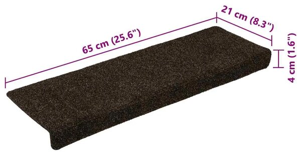 Prostirke za stepenice samoljepljive 15 kom 65x21x4 cm tamnosmeđe pravokutne rubove - Tamno smeđa 15 Tamno smeđa 15