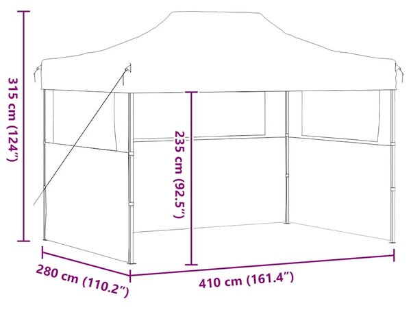 Profesionalni sklopivi šator za svadbe - šator za zabave 3 x 4 m čelični antracit - Antracit 1 Antracit