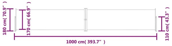 Uvlačiva bočna tenda krem 180 x 1000 cm - Krema 180 x 1000 cm 1 Krema
