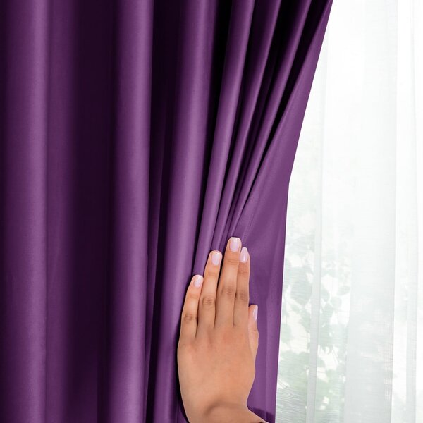 Ljubičasta zavjesa za djelomično zamračenje od samta 140x245 cm Pleat – Restilo