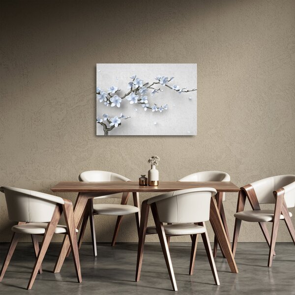 Staklena slika plavog cvijeća (70x50 cm)