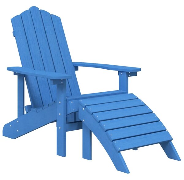 Vrtna stolica Adirondack s osloncem za noge HDPE boja vode - Aqua plava 1 fotelja + tabure Aqua plava