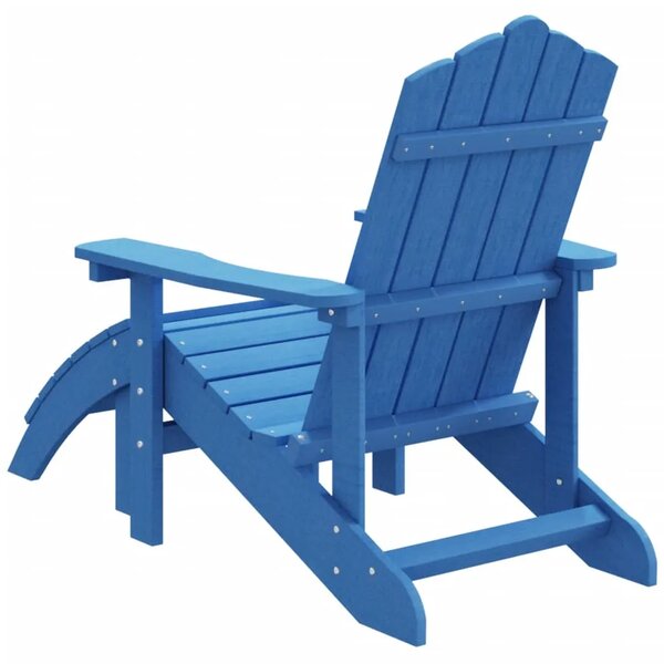 Vrtna stolica Adirondack s osloncem za noge HDPE boja vode - Aqua plava 1 fotelja + tabure Aqua plava