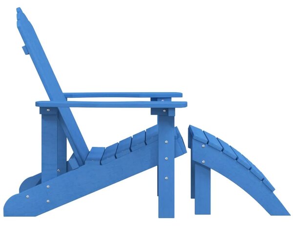 Vrtna stolica Adirondack s osloncem za noge HDPE boja vode - Aqua plava 1 fotelja + tabure Aqua plava