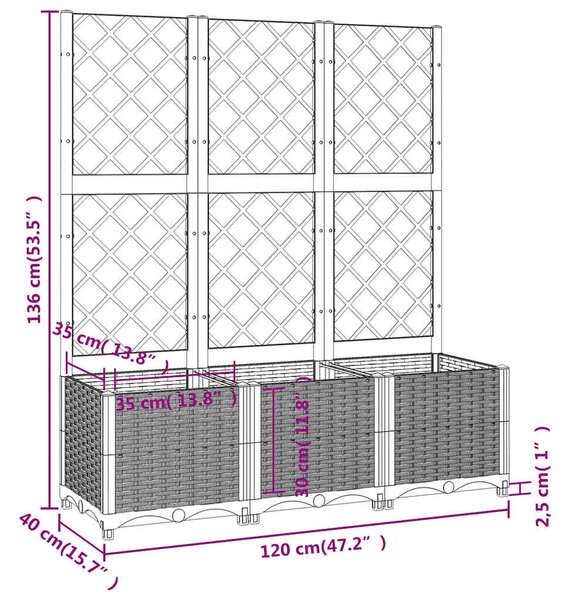 Vrtna žardinjera s rešetkom smeđa 120x40x136 cm PP - Smeđa 120 x 40 x 136 cm 1 Smeđa