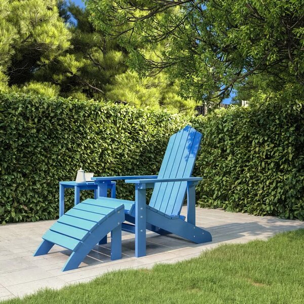 Vrtna stolica Adirondack s osloncem za noge HDPE boja vode - Aqua plava 1 fotelja + tabure Aqua plava