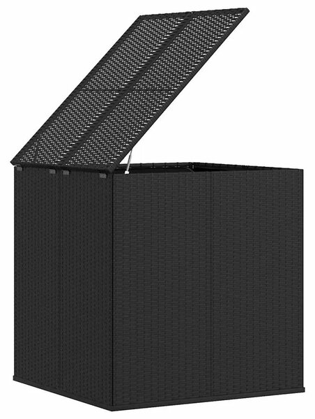 Kutija za vrtne jastuke od PE ratana 100 x 97 5 x 104 cm crna - Crna 100 x 97.5 x 104 cm Crna 100 x 97.5 x 104 cm