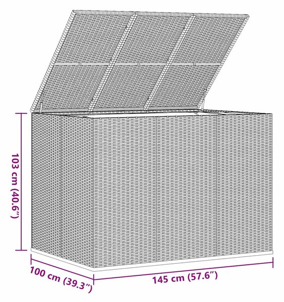 Kutija za vrtne jastuke od PE ratana 145 x 100 x 103 cm siva - Siva 145 x 100 x 103 cm Siva 145 x 100 x 103 cm