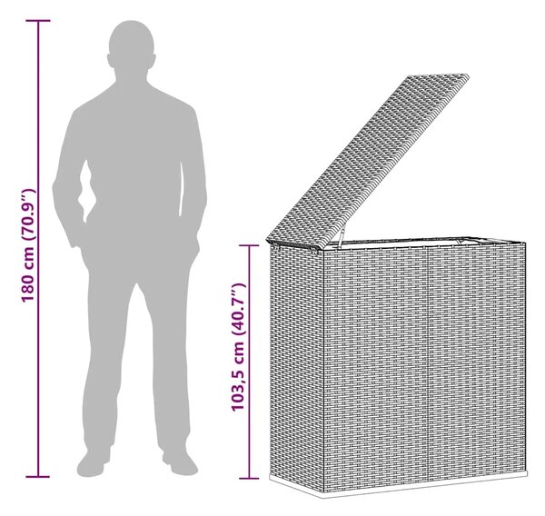 Kutija za vrtne jastuke od PE ratana 100 x 49 x 103 5 cm siva - Siva 100 x 49 x 103.5 cm Siva 100 x 49 x 103.5 cm