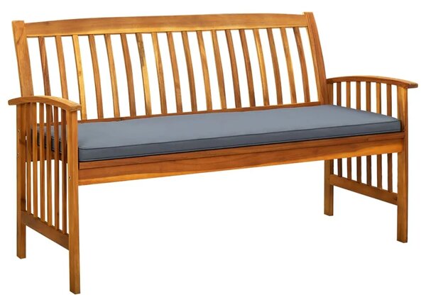 Vrtna klupa s jastukom 147 cm od masivnog bagremovog drva - Tamno siva 147 cm 1 1