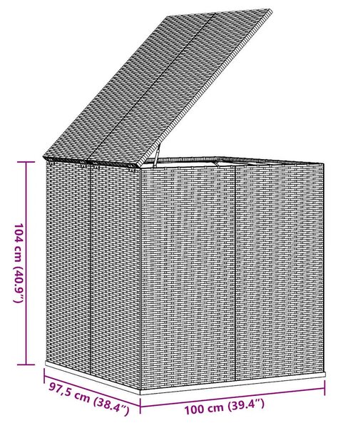Kutija za vrtne jastuke od PE ratana 100 x 97 5 x 104 cm crna - Crna 100 x 97.5 x 104 cm Crna 100 x 97.5 x 104 cm
