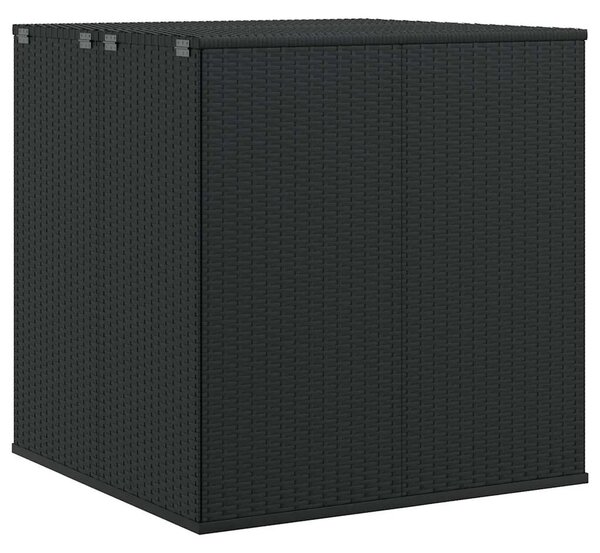 Kutija za vrtne jastuke od PE ratana 100 x 97 5 x 104 cm crna - Crna 100 x 97.5 x 104 cm Crna 100 x 97.5 x 104 cm