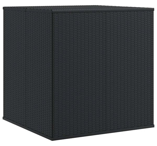 Kutija za vrtne jastuke od PE ratana 100 x 97 5 x 104 cm crna - Crna 100 x 97.5 x 104 cm Crna 100 x 97.5 x 104 cm