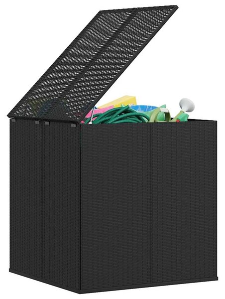 Kutija za vrtne jastuke od PE ratana 100 x 97 5 x 104 cm crna - Crna 100 x 97.5 x 104 cm Crna 100 x 97.5 x 104 cm