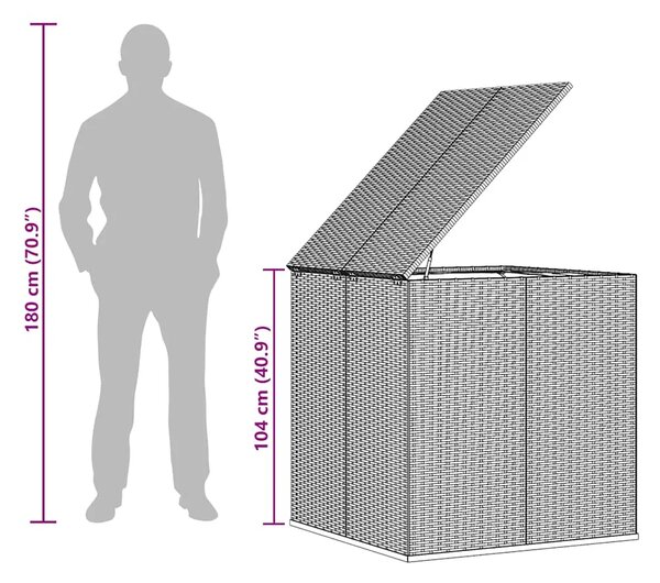 Kutija za vrtne jastuke od PE ratana 100 x 97 5 x 104 cm crna - Crna 100 x 97.5 x 104 cm Crna 100 x 97.5 x 104 cm